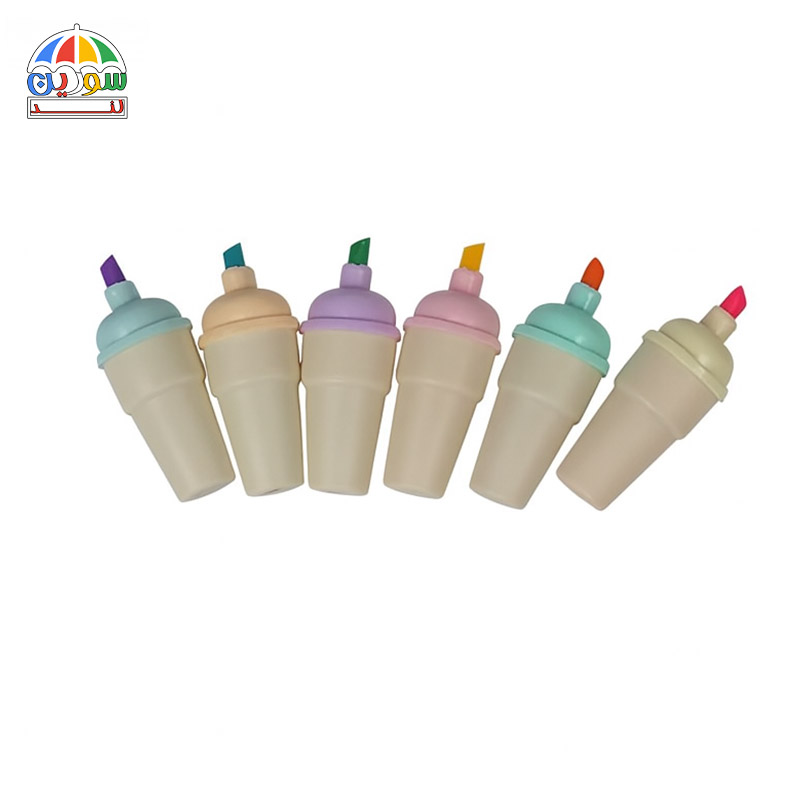 ماژیک هایلایت بستنی قیفی پک 6 عددی